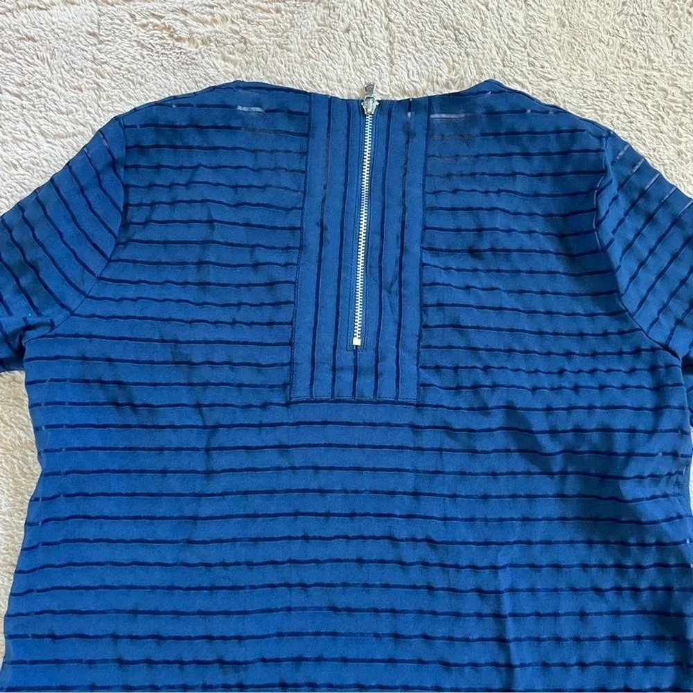 J. Crew Shadow Stripe Short Sleeve Blouse Preppy Old Money Minimalist‎ Sz 00